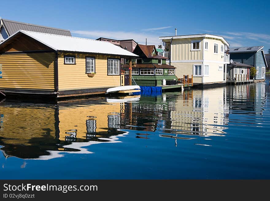 Marine village, also known as water village or float homes, perched on a small peninsula right in Victoria's harbour, offers spectacular waterfront views. Marine village, also known as water village or float homes, perched on a small peninsula right in Victoria's harbour, offers spectacular waterfront views.