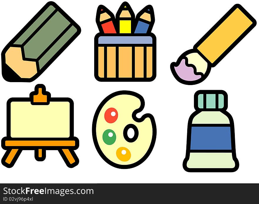 Painting equipment 6 set illustration