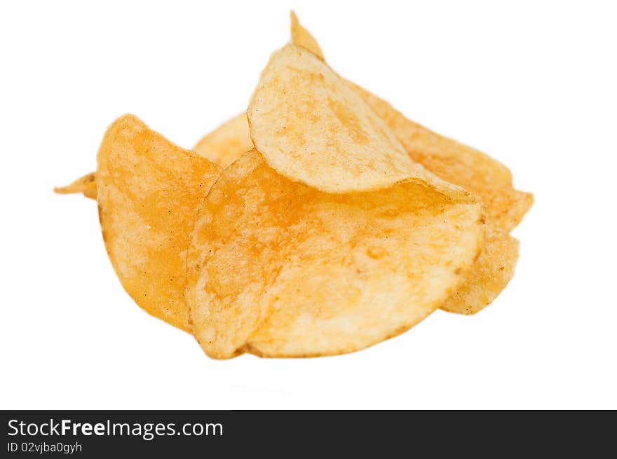 Potato chips isolated on white background