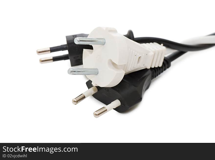 Power plug isolated on white background close up