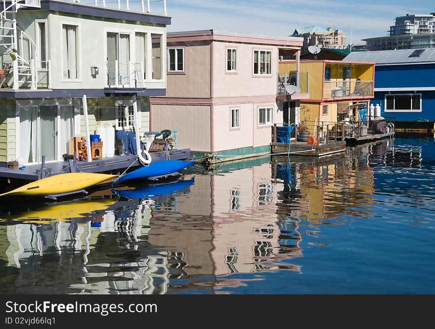 Marine village, also known as water village or float homes, perched on a small peninsula right in Victoria's harbour, offers spectacular waterfront views. Marine village, also known as water village or float homes, perched on a small peninsula right in Victoria's harbour, offers spectacular waterfront views.