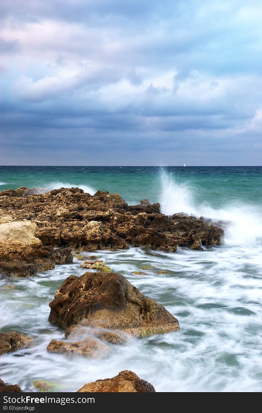 Storm on the sea. Nature composition.