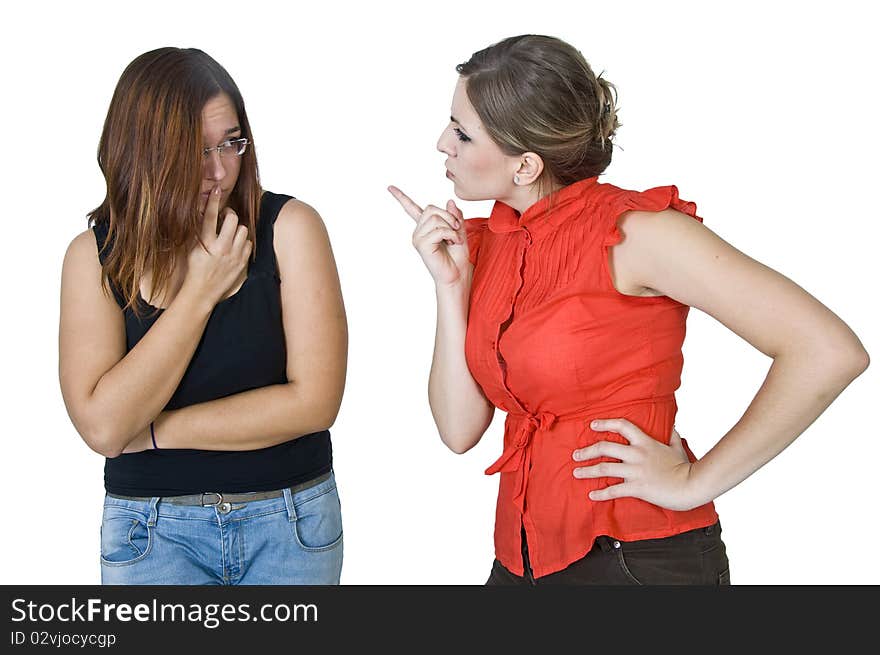 Two girls playing in studio. Two girls playing in studio