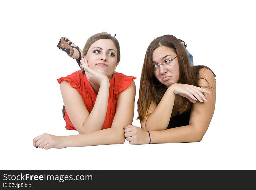 Two friends posing in studio