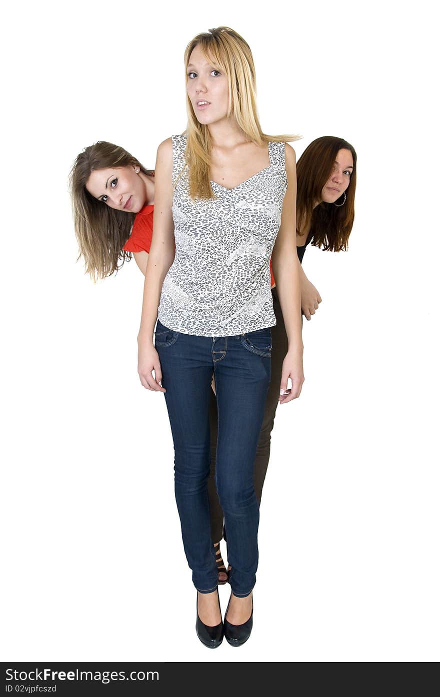 Three girls playing in studio. Three girls playing in studio