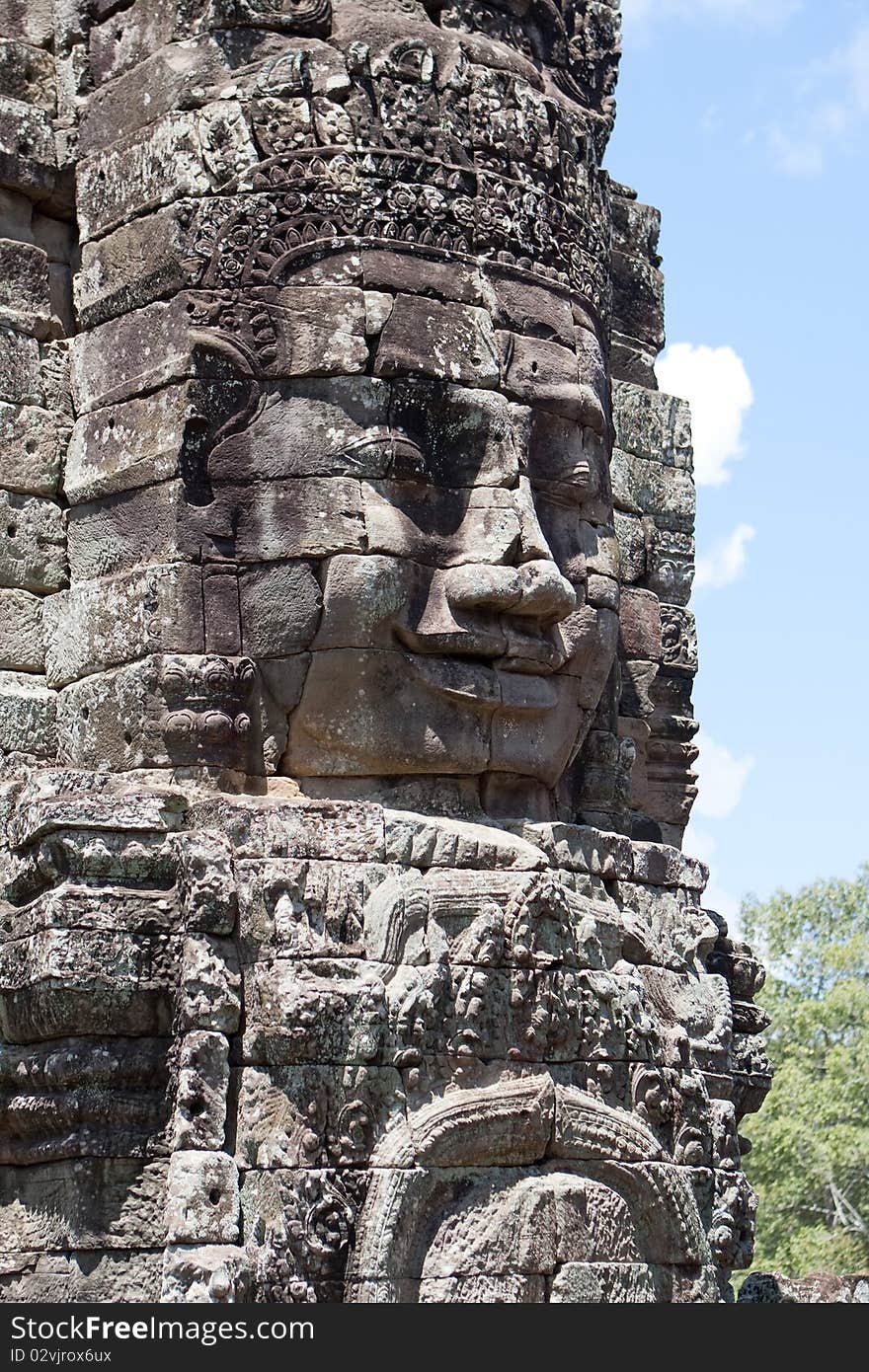 Bayon temple in Angkor, ancient building of Khmer in Cambodia