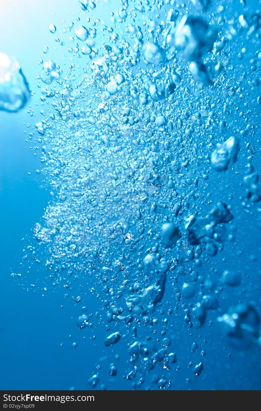 Underwater View Of Air Bubbles.