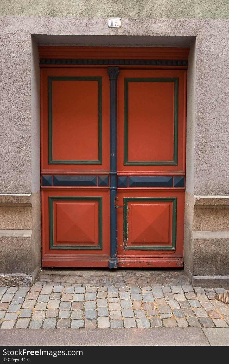 Old colorful entrance double door. Old colorful entrance double door