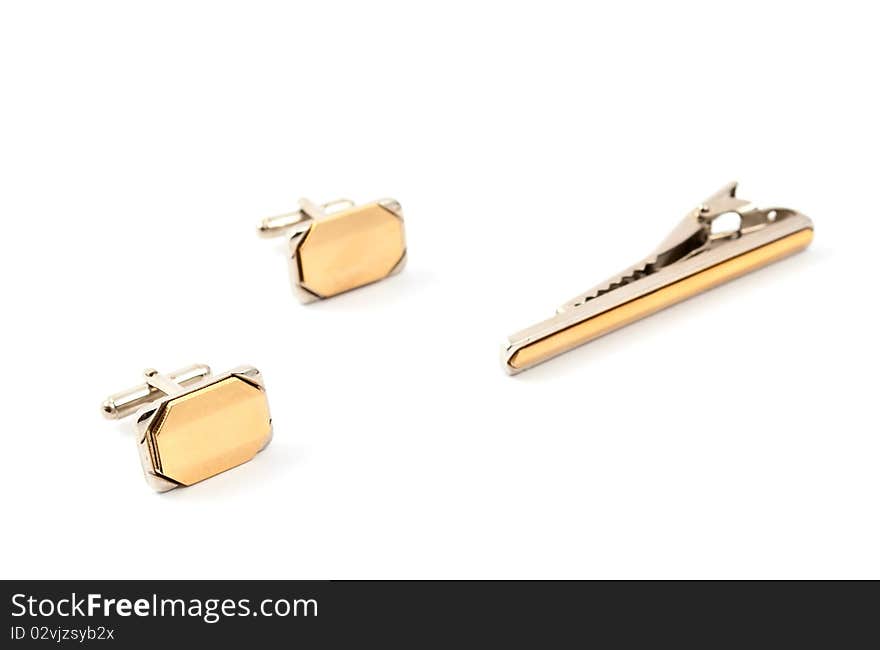 Cufflinks on a white background