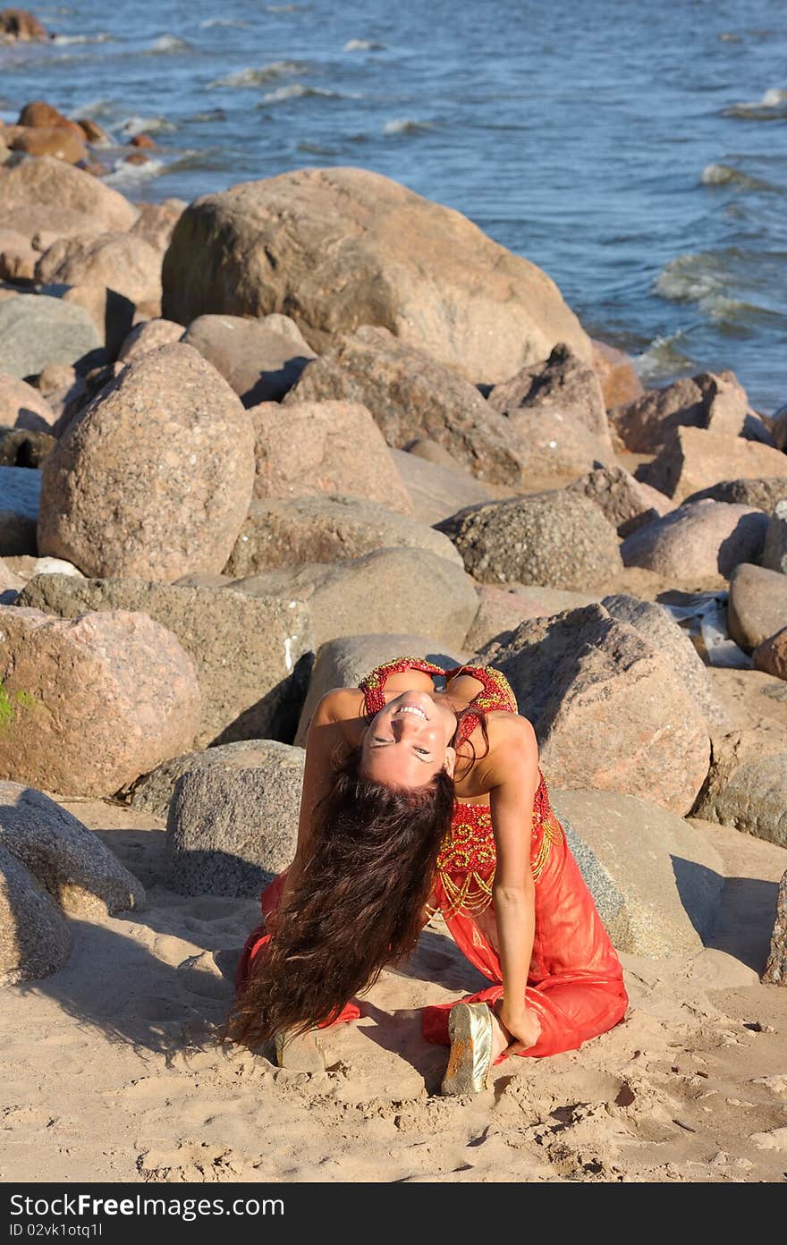 Woman in red indian dress. Woman in red indian dress