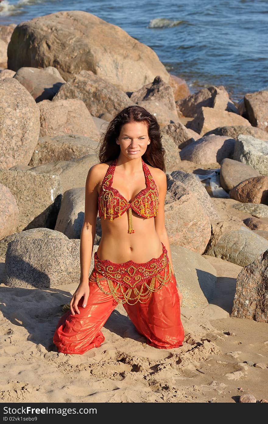 Woman in red indian dress. Woman in red indian dress