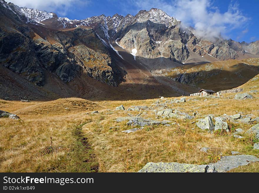 Linge wetland at 2214 meters on the sea-level. Top of the Valle delle Messi, Brixia province, Lombardy region, Italy