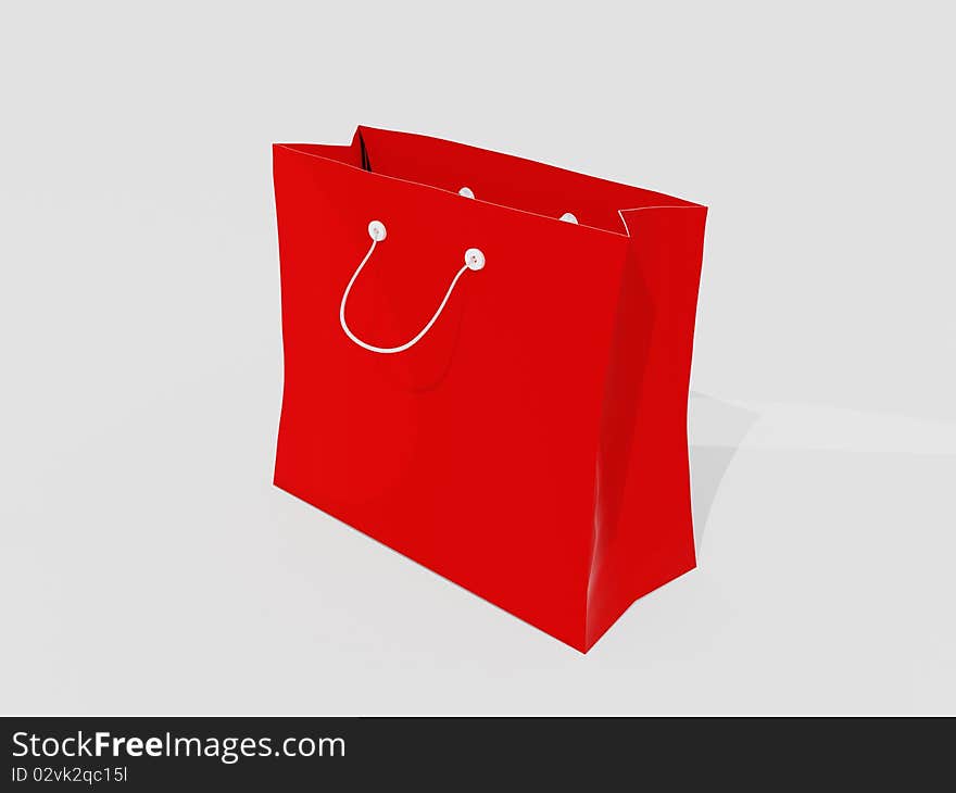 Red shopping bag on white