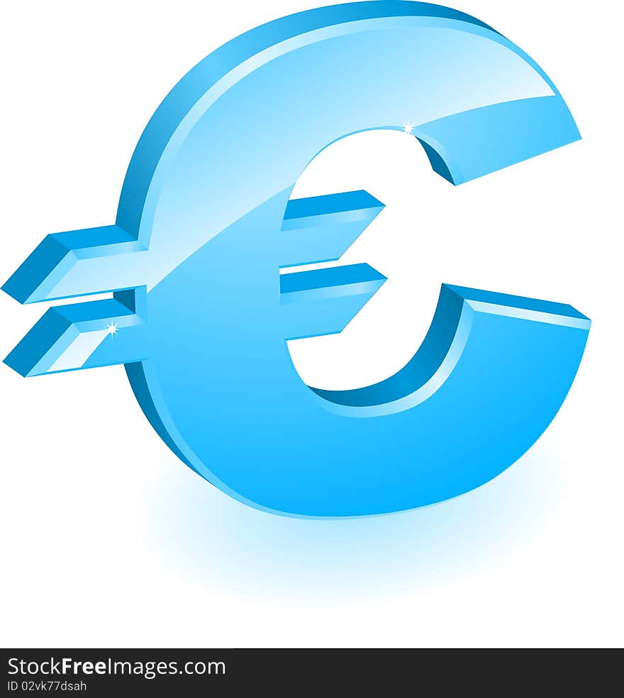 Blue volume euro icon with shine