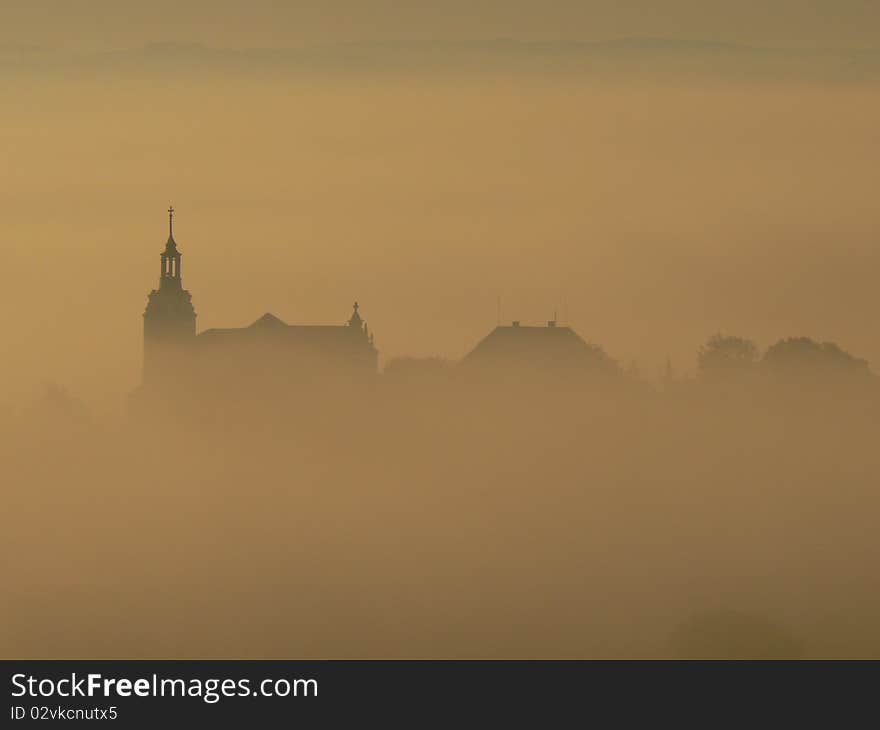 Church in the fog