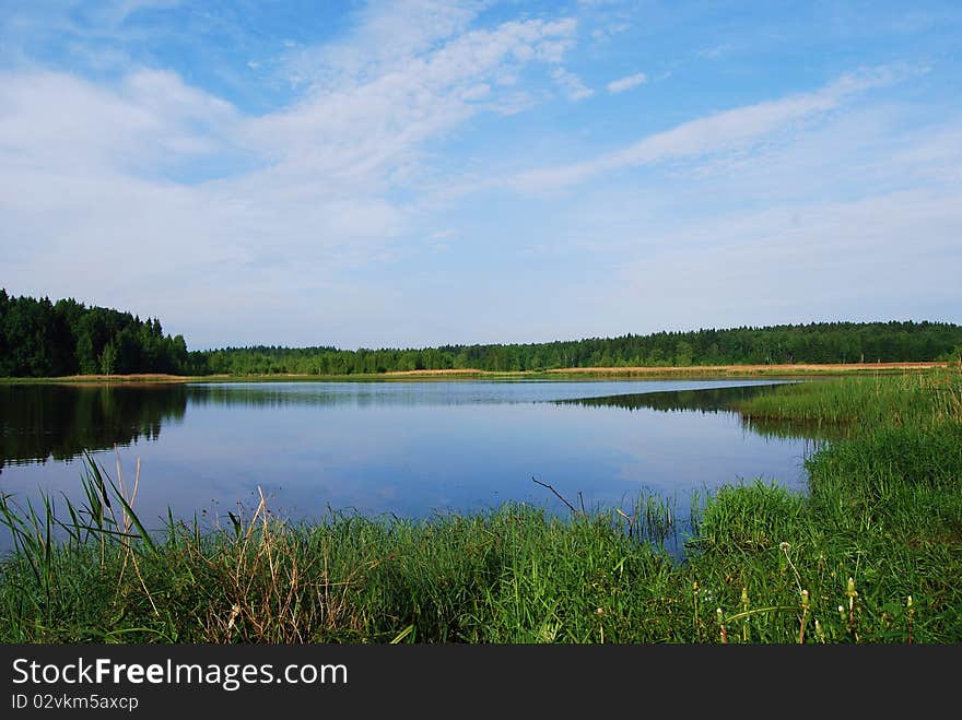 Lake, located in the forest. Lake, located in the forest