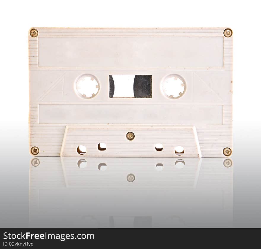 Audio Tape Cassette in light gray color and reflection