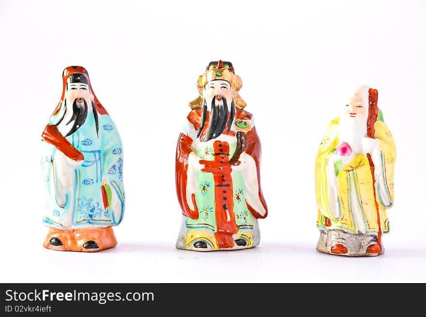 Three Chinese God on White Background