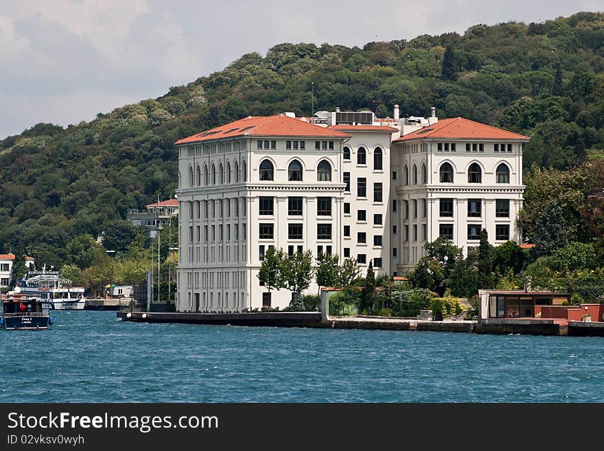 White big seaside house in Bosphorus