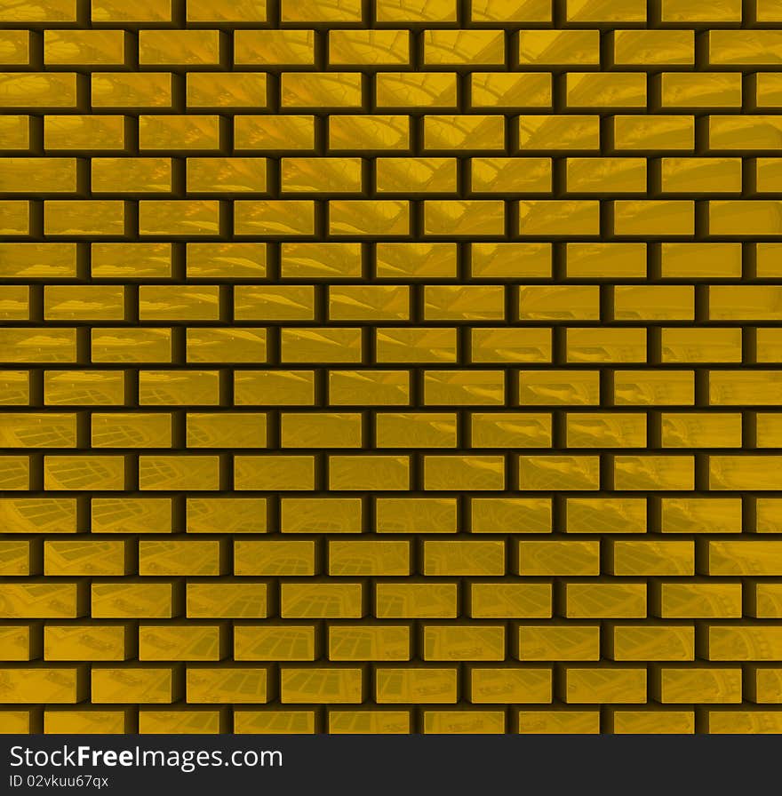 Gold bricks texture with mirror. Gold bricks texture with mirror