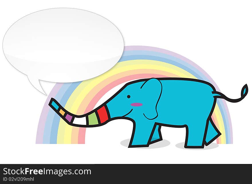 The elephant with the rainbow isolated on white background. The elephant with the rainbow isolated on white background