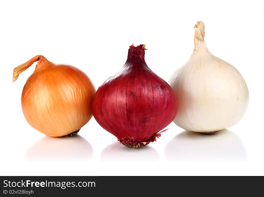 Healthy vegetable onion isolated on white background