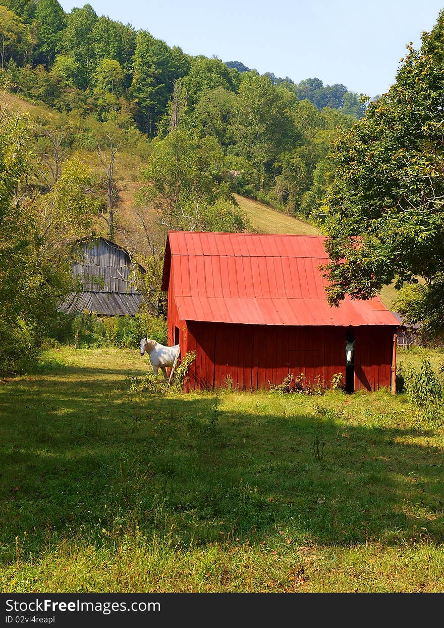 Red mountain barn