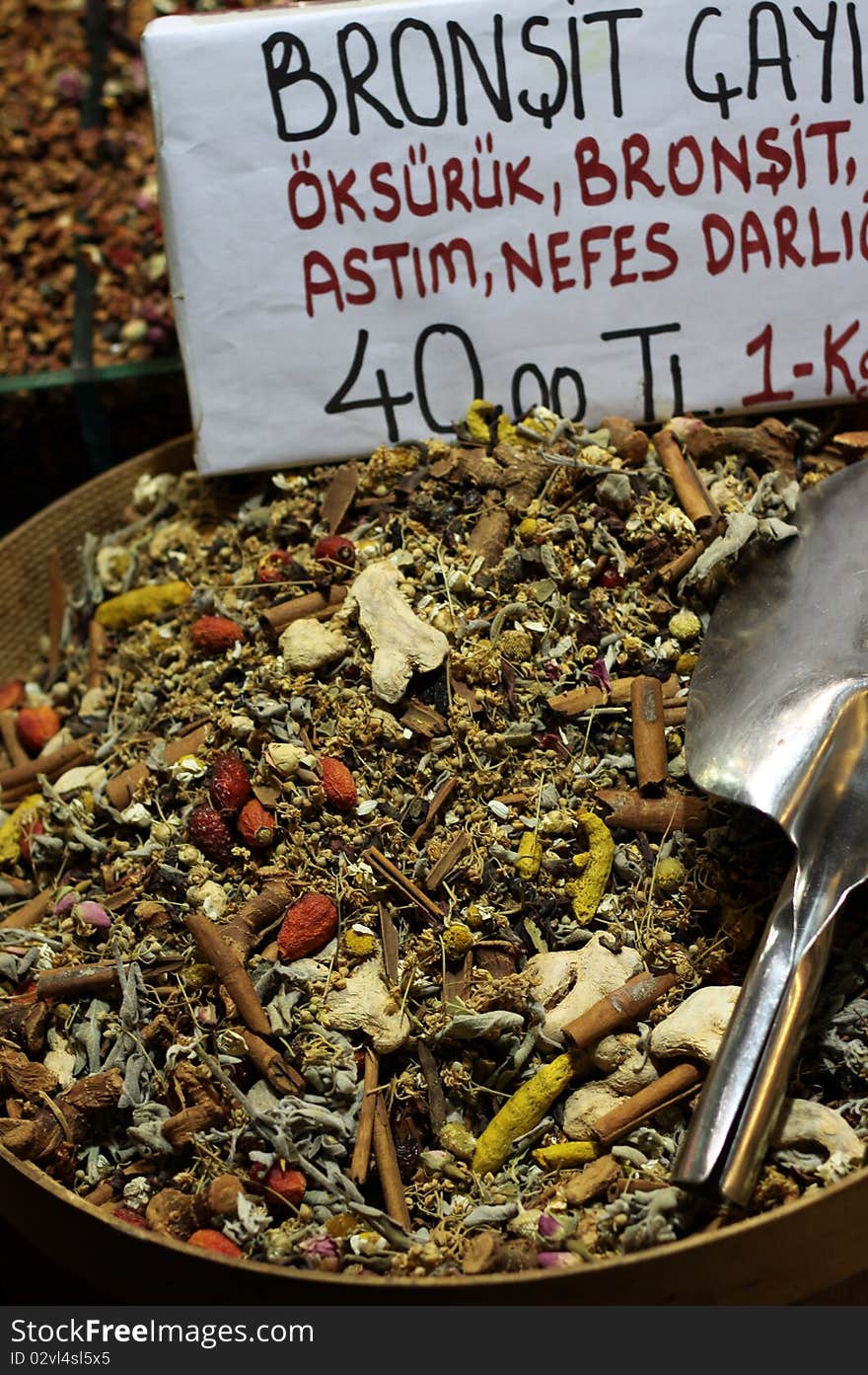 Bronchitis tea in the Spice Bazaar, Istanbul.