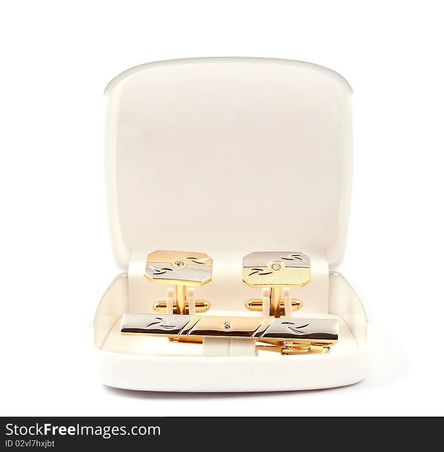 Cufflinks on a white background