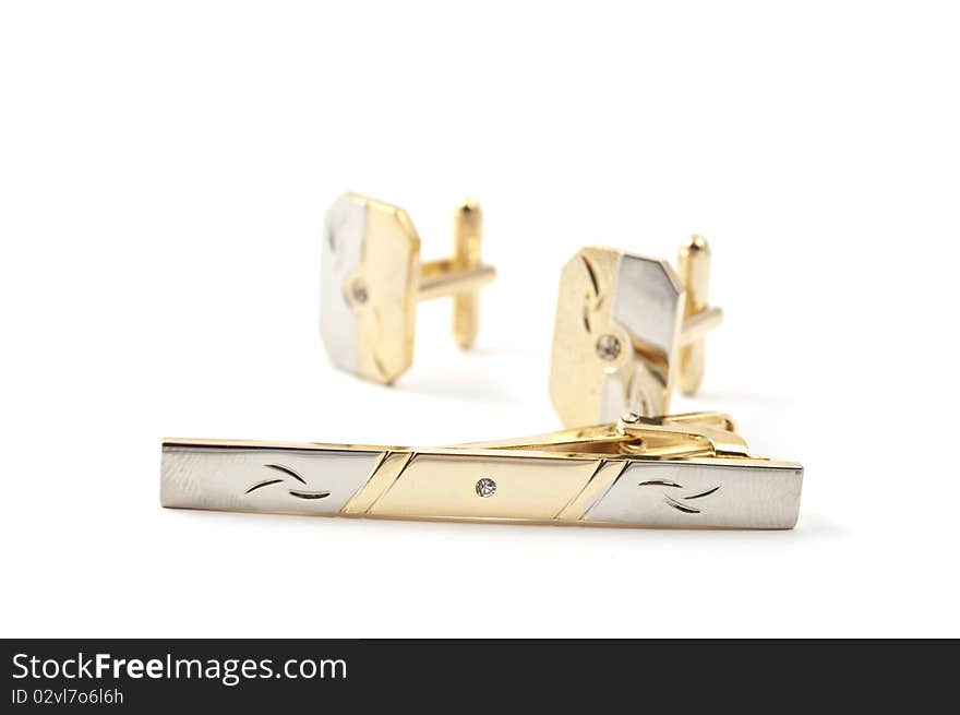 Cufflinks on a white background