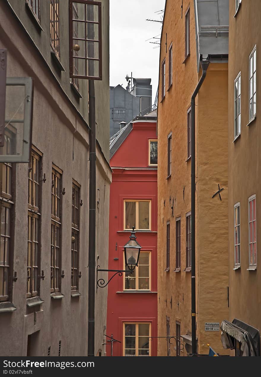 This is one of the many old town alleyways in Stockholm, Sweden. This is one of the many old town alleyways in Stockholm, Sweden.