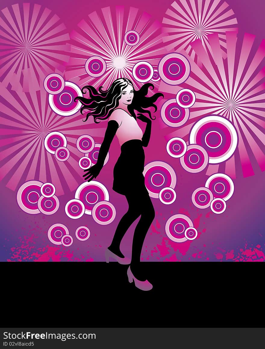 Beautiful girl dancing. Image for design.