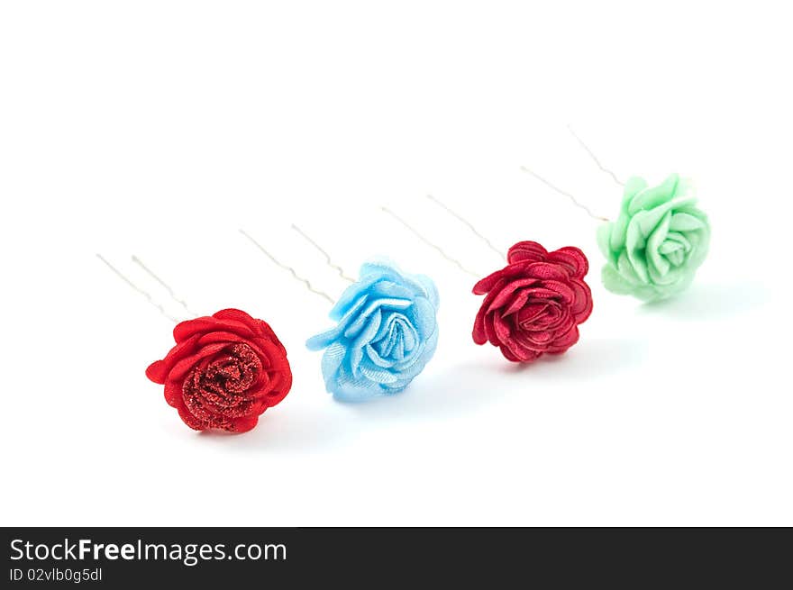 Hairpins on a white background