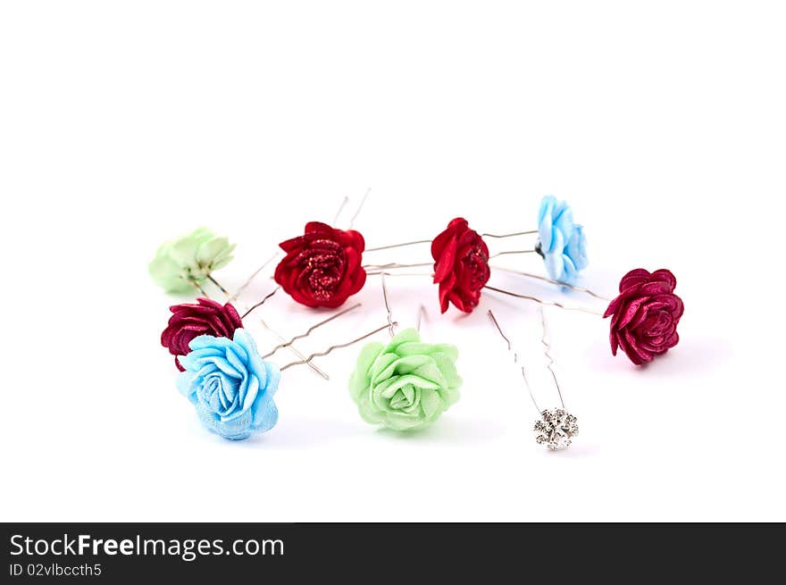 Hairpins on a white background