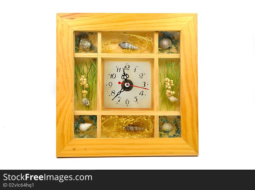 Natural handmade clock isolate on white. Natural handmade clock isolate on white.