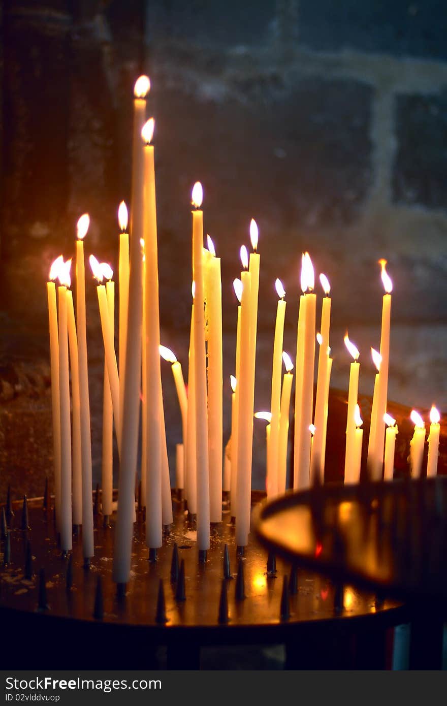 Candles In Church, In Northern France