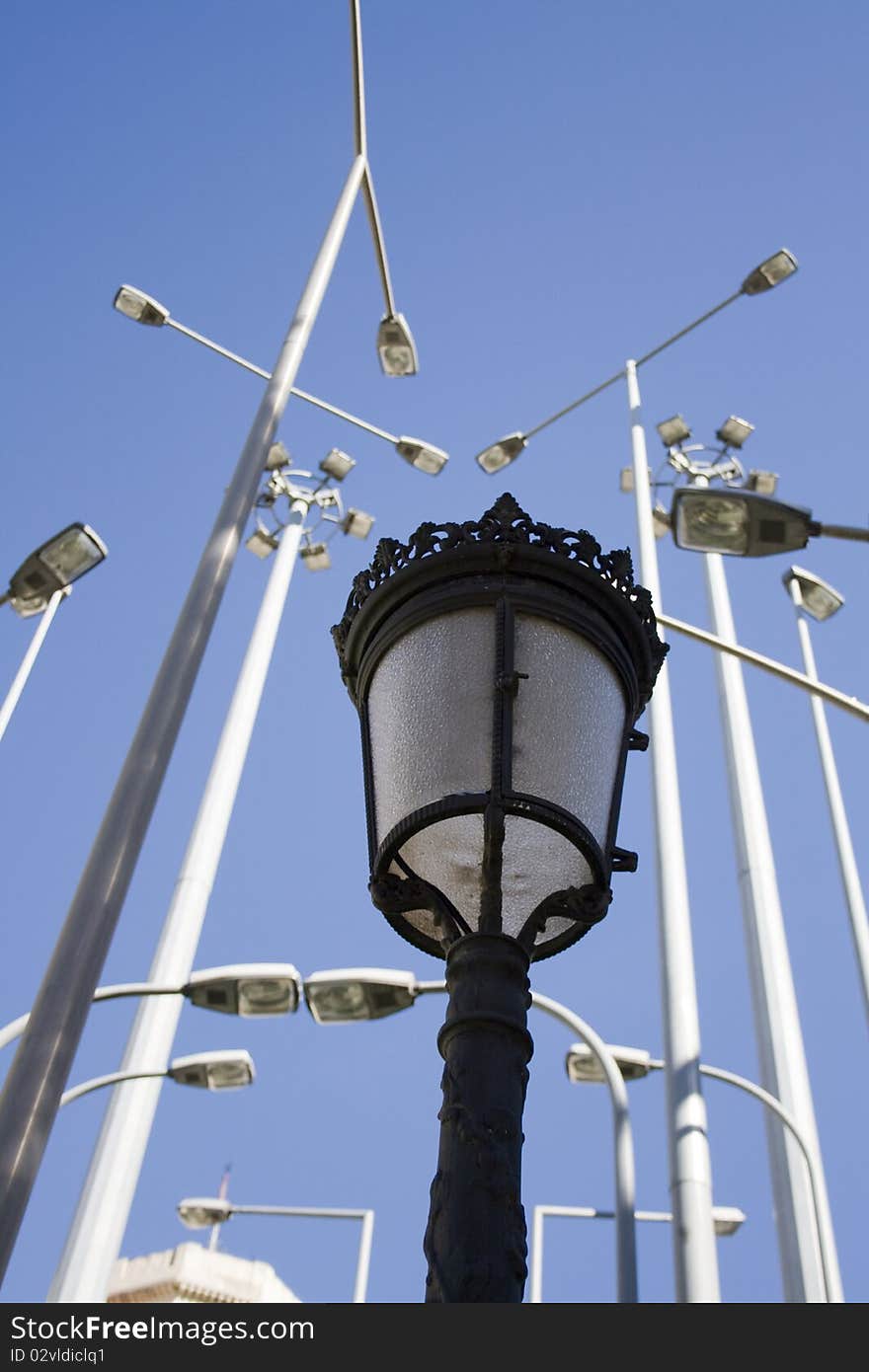 One old and several new lampposts together