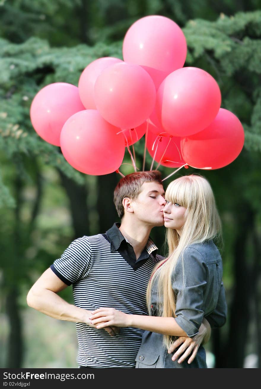 Young loving couple on nature