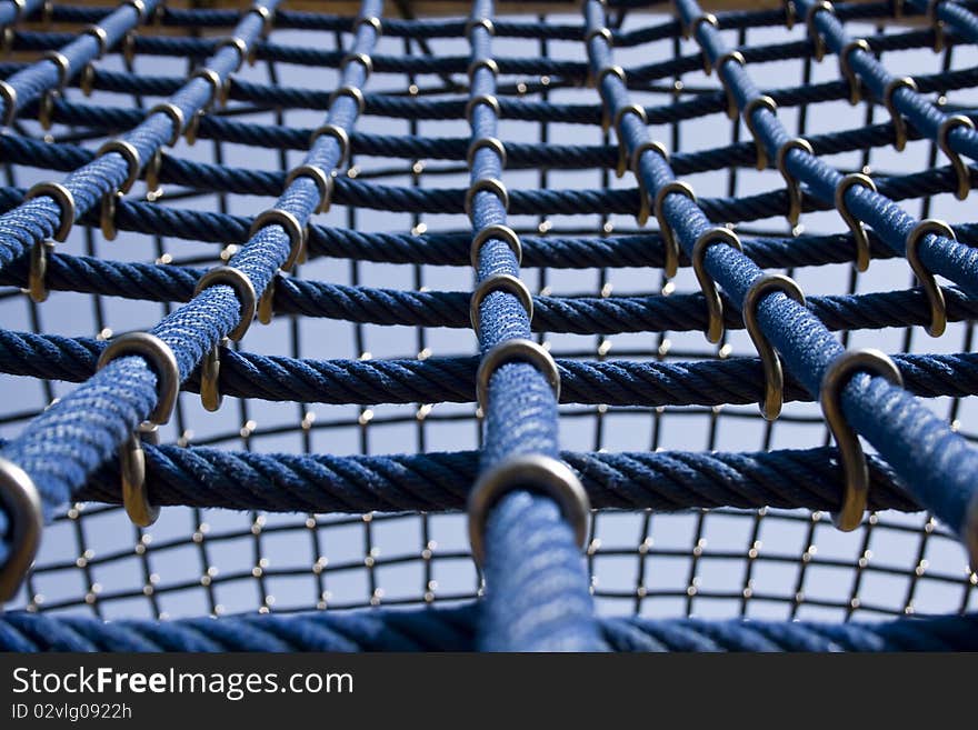 Big blue ropes in a playground, for children