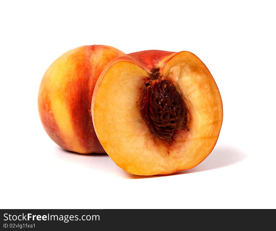 Peaches isolated on white background