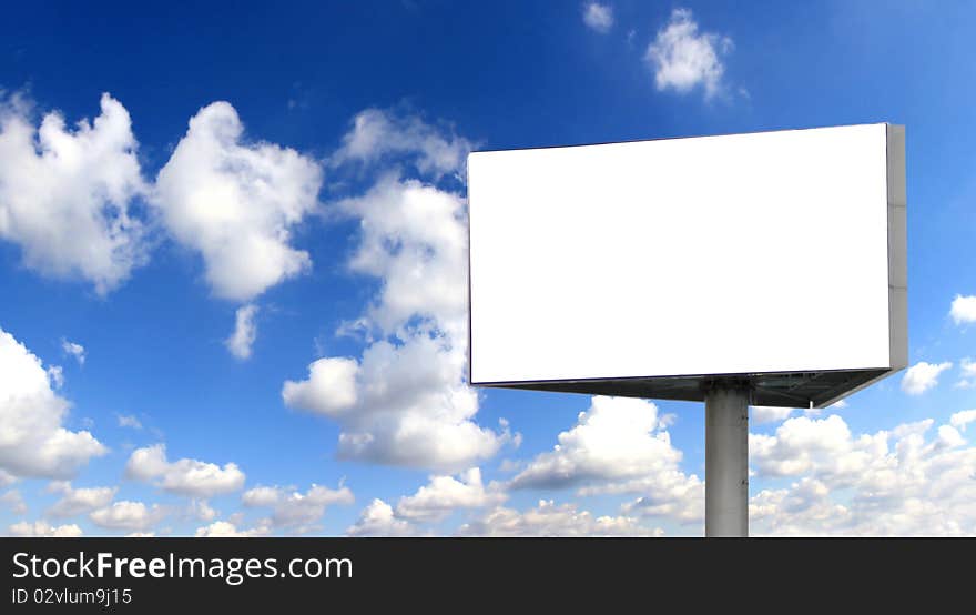 Big blank billboard with sky background