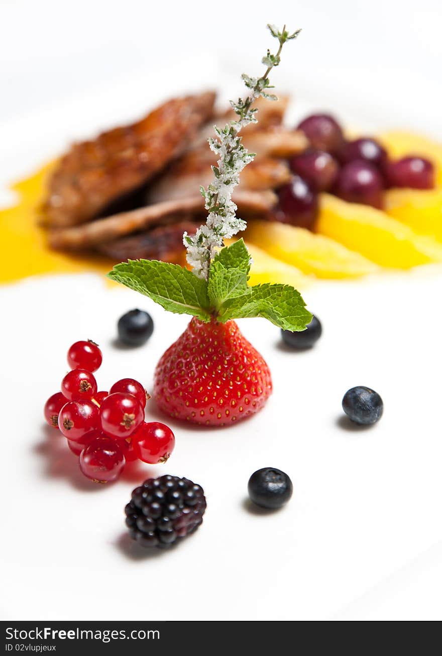 Berries With Roasted Duck Breast Fillet