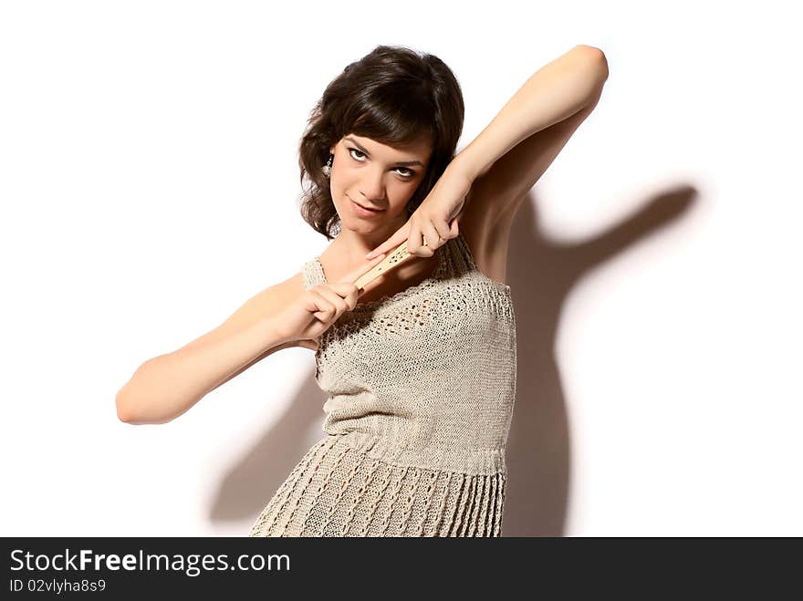 Woman with fan.