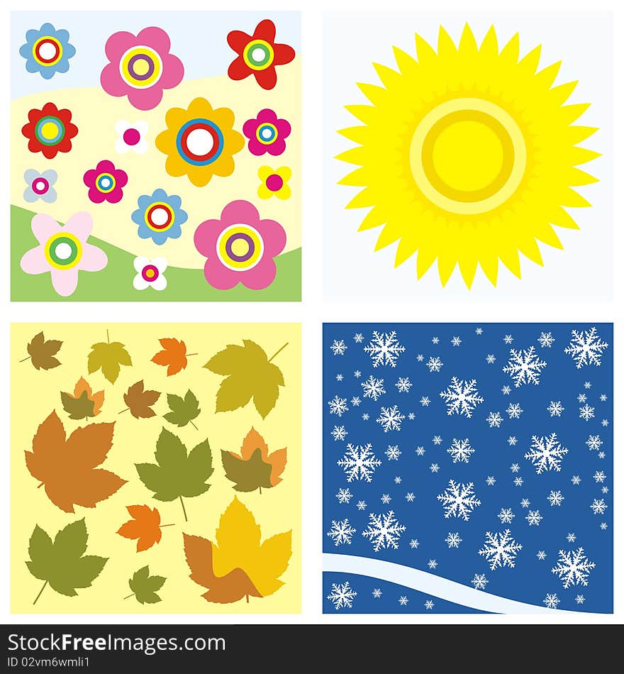 Illustration of four seasons icons