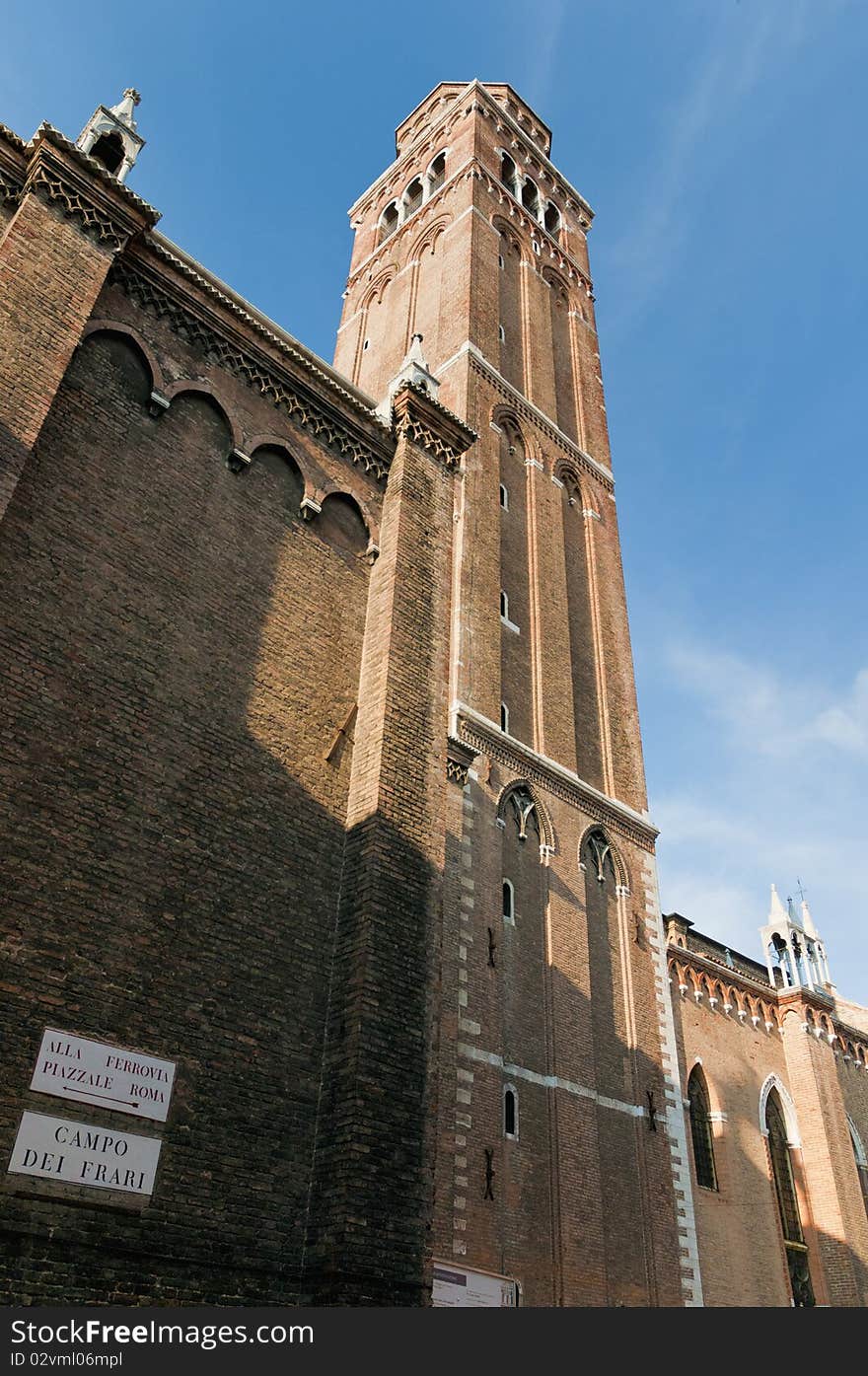 San Polo church bell tower located at Venice, Italy. San Polo church bell tower located at Venice, Italy