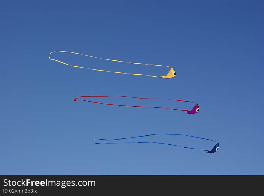 Fish-shaped Kites Against Blue Sky