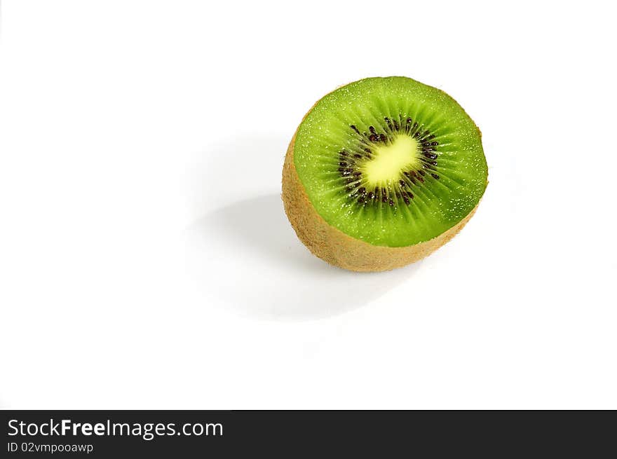 Green kiwi fruit on the white background