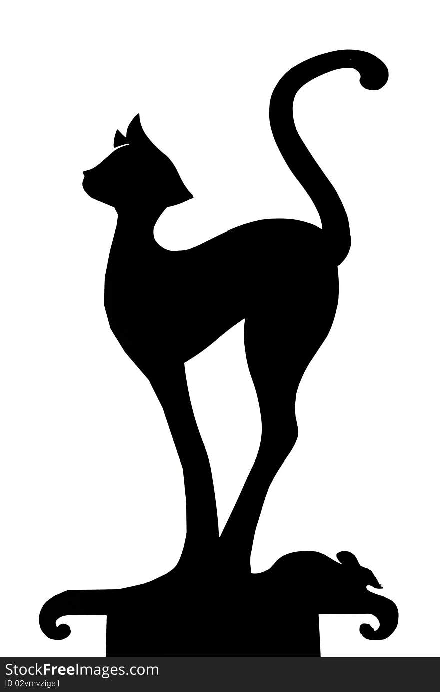 The ornament for a roof-weather vane in the form of a cat, is removed on a white background. The ornament for a roof-weather vane in the form of a cat, is removed on a white background.