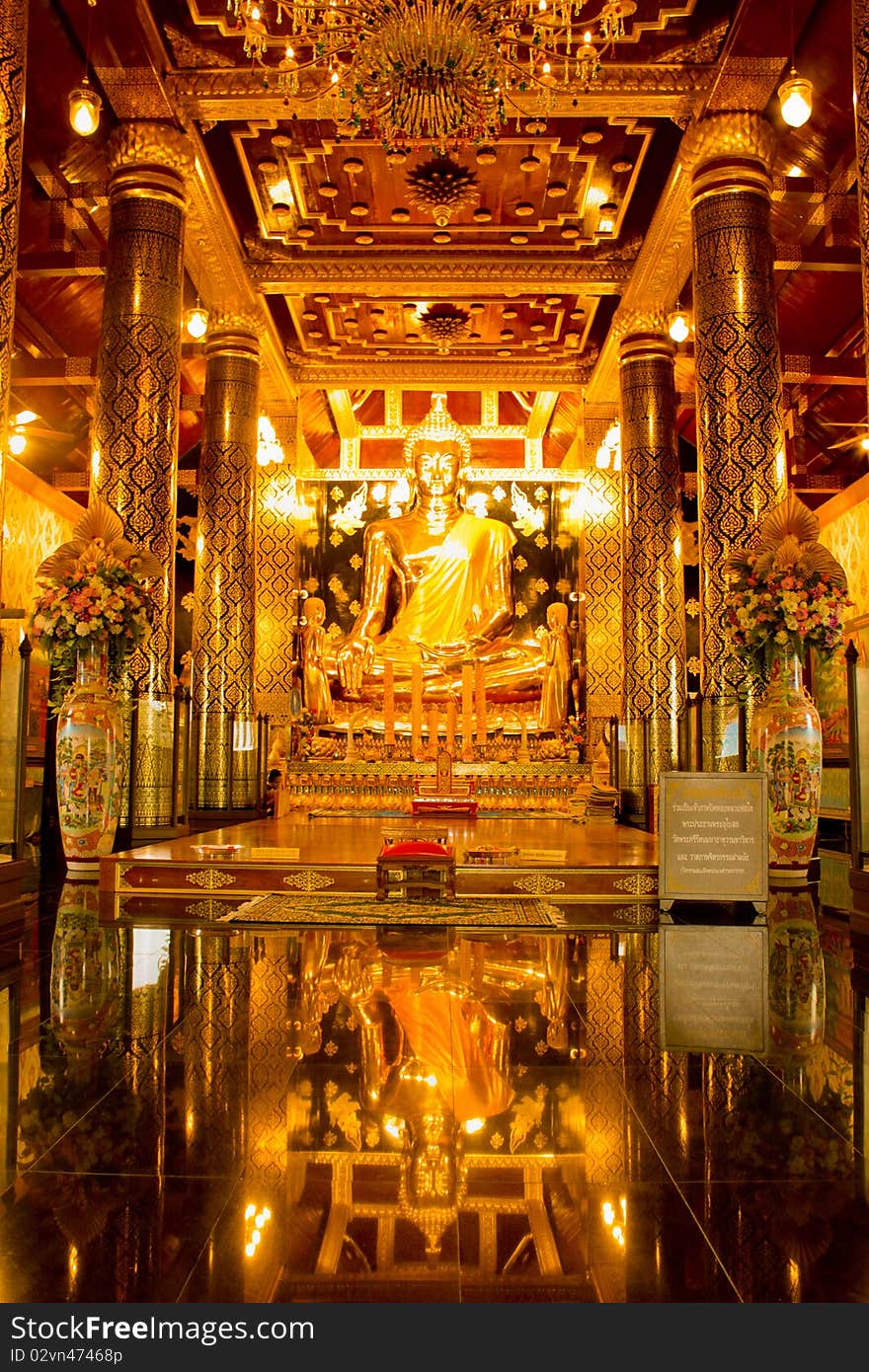 Buddha statue in the church at the temple thailand