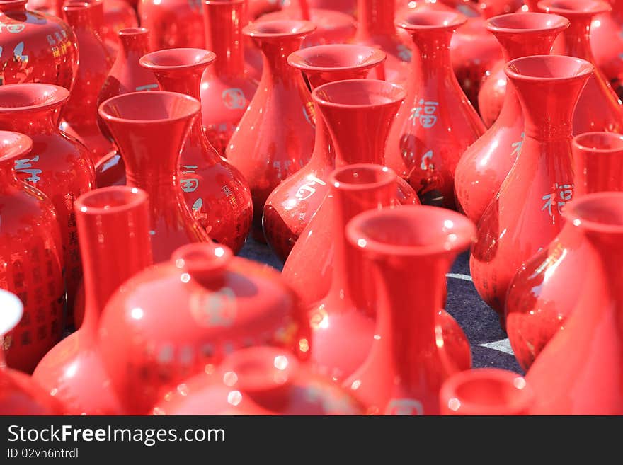 Exhibition of art ceramics,red Bottle. Exhibition of art ceramics,red Bottle